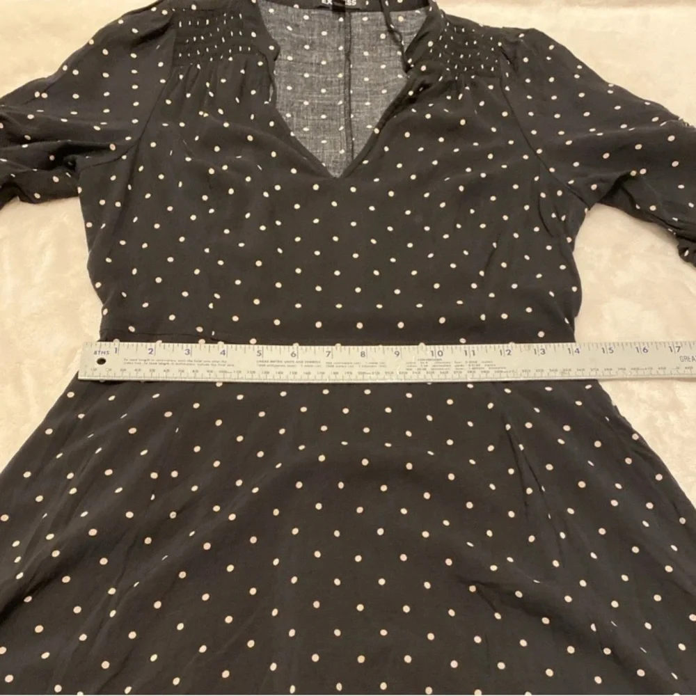 Express Black Midi Dress with Beige Polka Dots